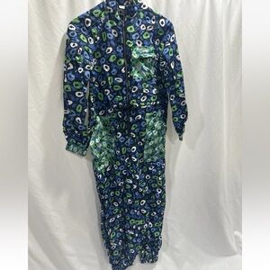 Diane Von Furstenberg Target Jumpsuit Nylon XXS Retro Funky Animal Print Blue